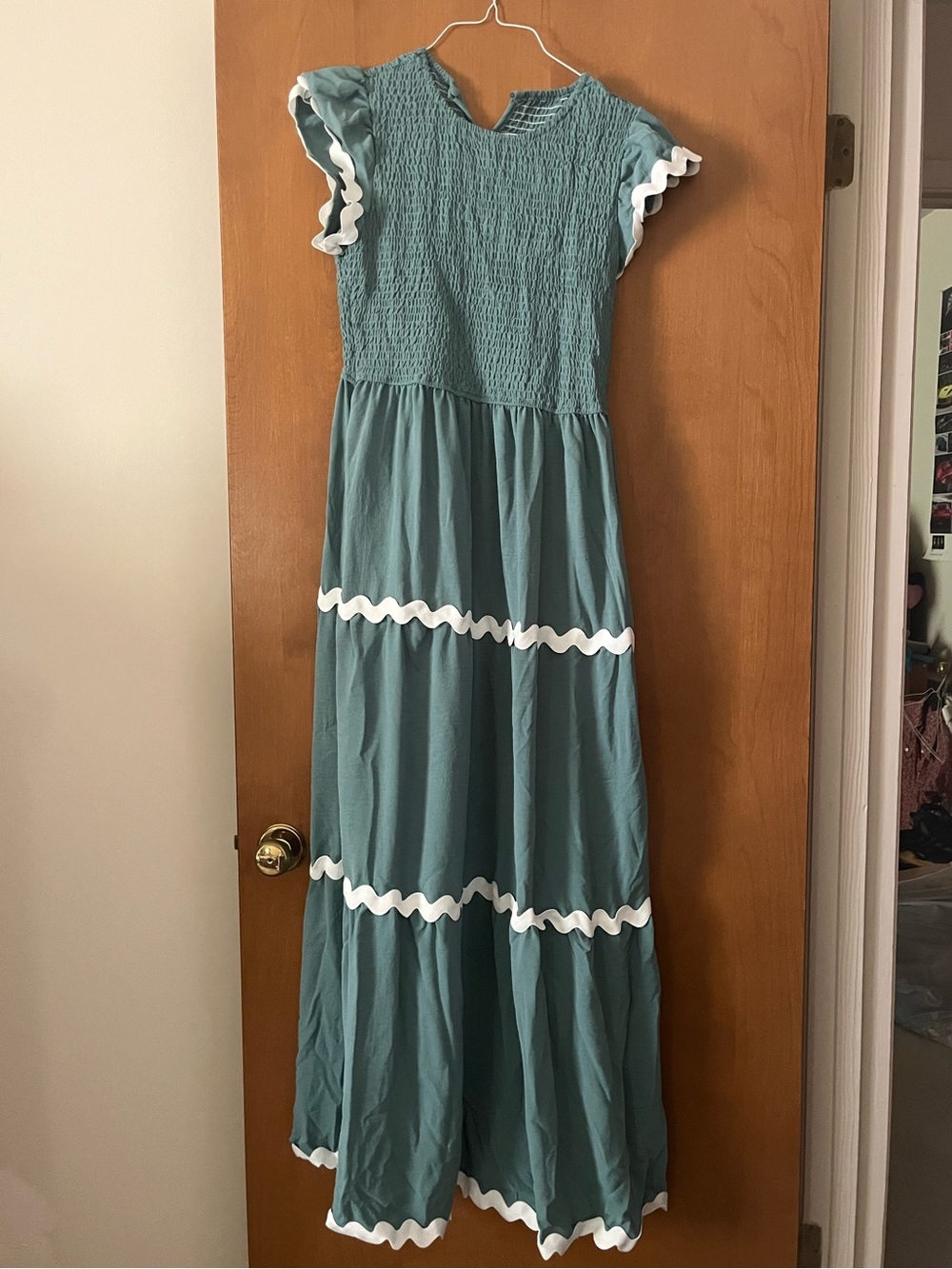 Cute Smocked Blue Rickrack Dress